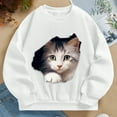 thumbnail image 3 of IWRICH Kids 3D Cute Cat Printed Sweatshirt Casual Long Sleeve Crewneck Loose Fit Pullover Tops 02-White 130, 3 of 3