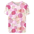 thumbnail image 4 of Fiudx Ofertas Flash Del Día Solo En Línea Blusa Holgada Estampada con Cuello Redondo Retro de Manga Corta a La Moda para Mujer, 4 of 4