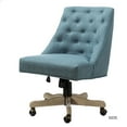 thumbnail image 6 of Swivel Office Chair with Tuft Back, Modern Armless Task Chair with Solid Wood Five-Pronged Base Blue, 6 of 9