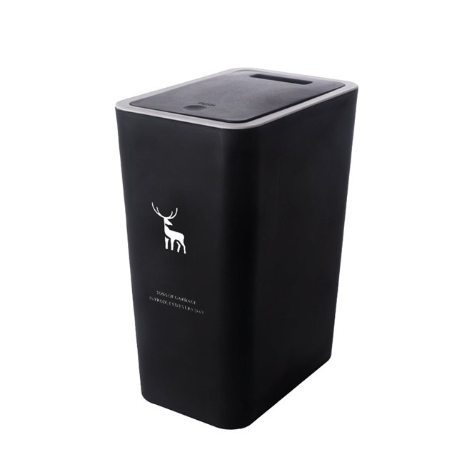 QTBIUQ - Cubo de basura rectangular para baño, sin contacto, de gran capacidad, 8 l, para sala de estar, color negro engrosado