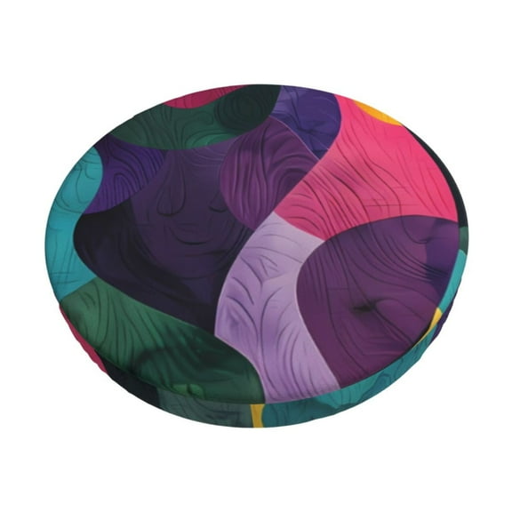 Honeii Vibrant Abstract Flow Pattern Bar Stool Covers-Round Stools Seat Covers, Washable Stool Cushion Slipcover Elastic Bar Chair Covers-12 inch