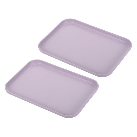 Uxcell 9x7" Fast Food Tray, 2 Pack PP Plastic Reusable Multi-Purpose Non-Slip Serving Tray Purple