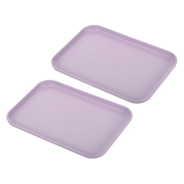 Unique Bargains 9x7' Fast Food Tray, 2 Pack PP Plastic Reusable Multi-Purpose Non-Slip Serving Tray Purple
