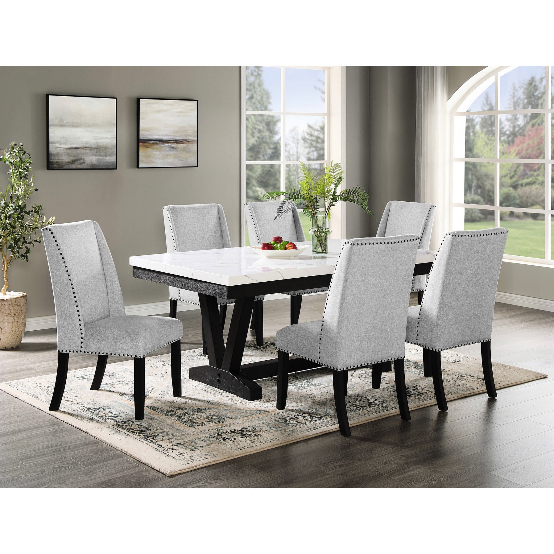 Rectangular Table Wing Back Design - Contemporary Style - Dining Room Decorating - Versatile for Settings