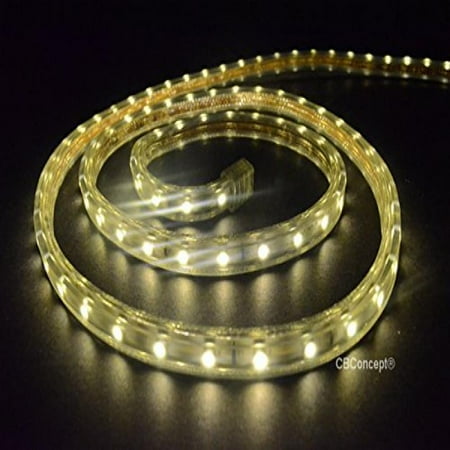 CBConcept UL Listed, 10 Feet, 1080 Lumen, 3000K Warm White, Dimmable, 110-120V AC Flexible Flat LED Strip Rope Light, 180 Units 3528 SMD LEDs, Indoor/Outdoor Use, Accessories Included, [Ready to (Best White Strips To Use)