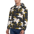 thumbnail image 3 of Naloa Lilies Flowers Men's Casual Hooded Collar Drawstring Hoodies Pullover Sweatshirts Casual Long Sleeve Shirts-4X-Large, 3 of 7