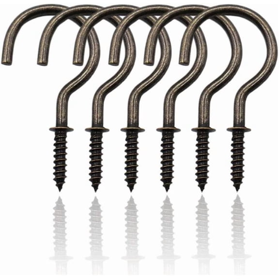 Minzimin 1-1/2" Bronze Screw Cup Hook Ceiling Hooks 36 Pack Screw-in Light Hooks Mug Hooks
