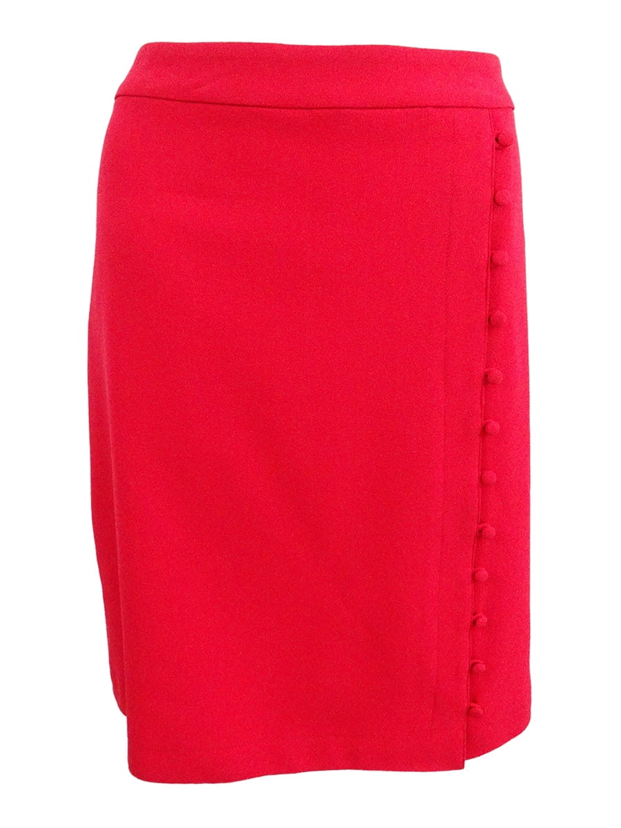 red embellished pencil skirt