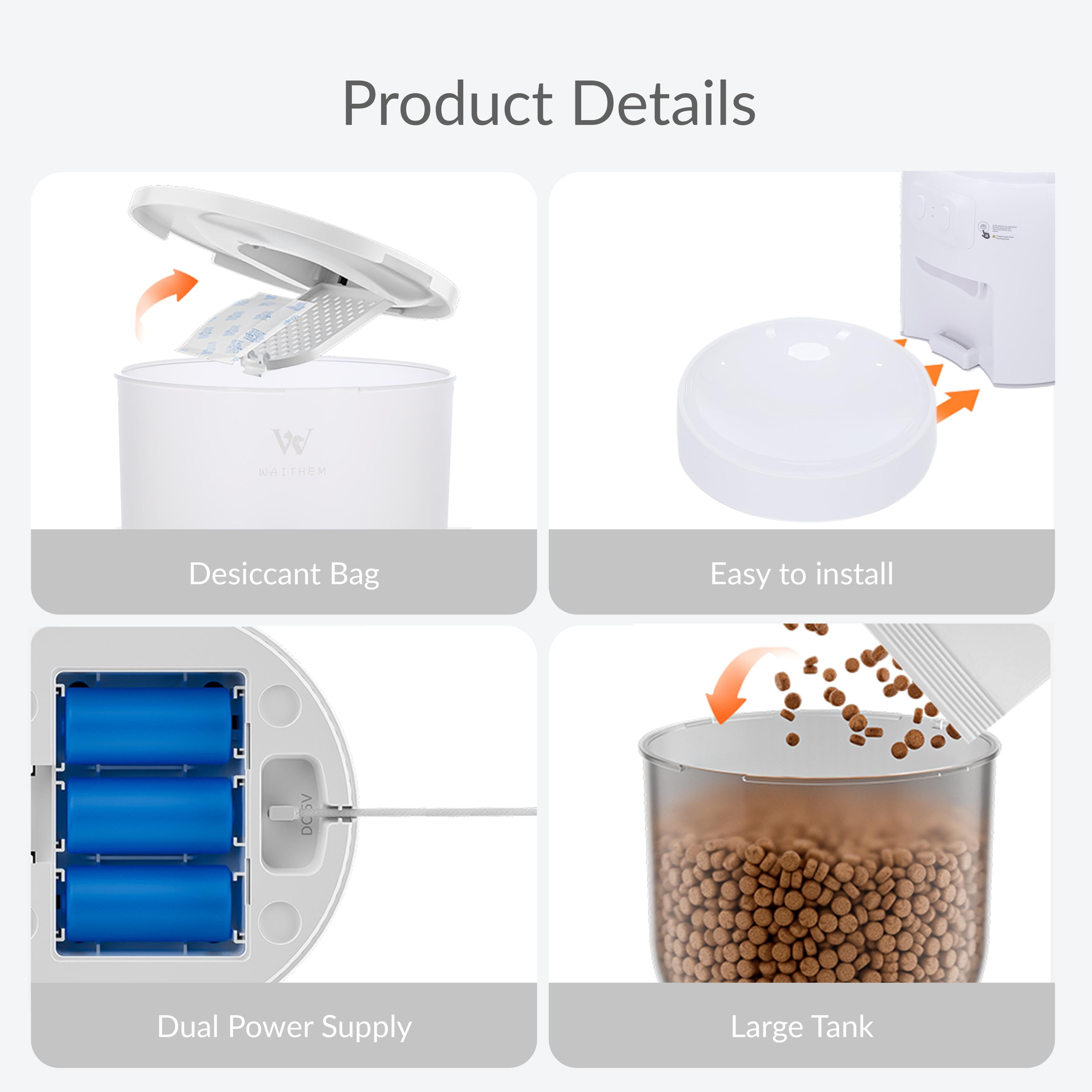 Smart Pet Feeder, 3L Automatic Food Dispenser for Cats, dogs，Small Pets Indoor, Timed and quantitative dry food cat feeder kibble, feeding