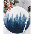 thumbnail image 2 of Round Placemats Set of 4 Forest Tree Place Mats Washable Woven Placemat Misty Forest Landscape Nature Blue Circle Braided Table Mat for Kitchen Dining Table Party Home Decor 15 Inch, 2 of 8