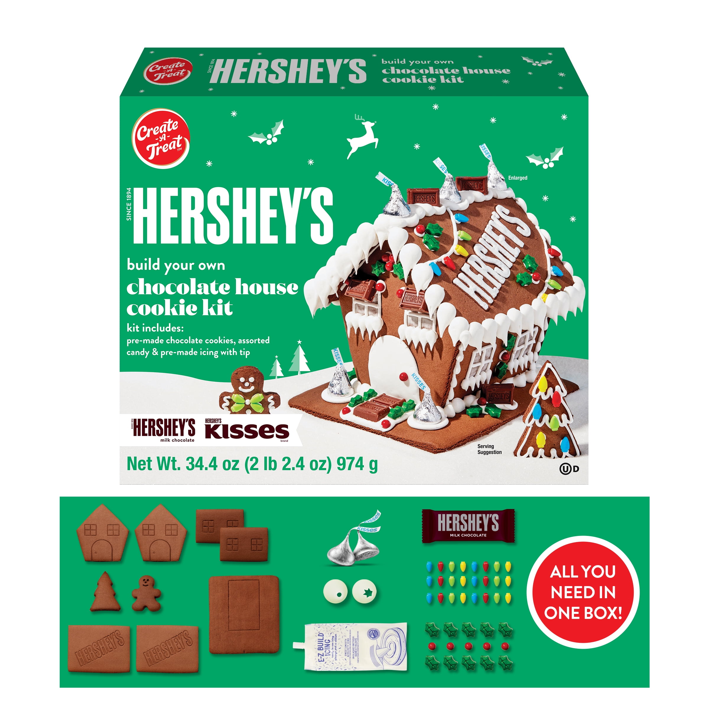 (2 pack) Create A Treat Hershey’s Large Cookie House Kit, 34.4 oz  (Baked, Decorating Kit)