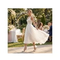 thumbnail image 6 of BLISSFUL STEP Flower Satin Stiletto Heels Ankle Strap High Heel Sandals for Women White (Size 7), 6 of 7