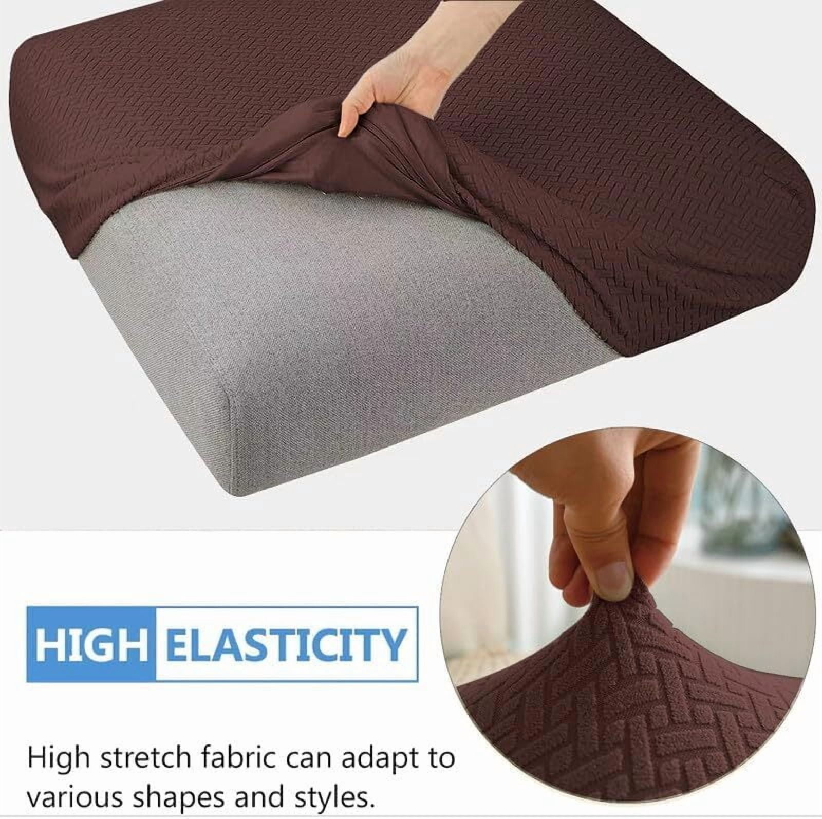 JIAN YA NA 2-Piece Waterproof Cushion Covers Replacement, Outdoor Patio Sofa Seat Cushion Slipcovers, Elastic Outdoor Furniture Protector (Coffee)