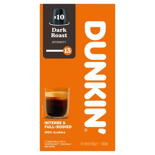 Dunkin Dark Roast Nespresso Compatible Coffee Pods, 10 pods per pack, British Import (Pack of 3)