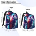 thumbnail image 2 of Bingfone Starry Multicolored Wolf Print Canvas College Laptop Backpack, Large Capacity Lightweight College Bookbag Casual Daypack-Small, 2 of 5
