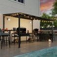 thumbnail image 6 of MEISSALIVVE 10' x 12' Wall Mounted Gazebo, Outdoor BBQ Grill Gazebo with Side Shelf, Lean to Metal Awnings with Sloped Roof, Heavy Duty Pergola for Backyard, Deck, Black, 6 of 11