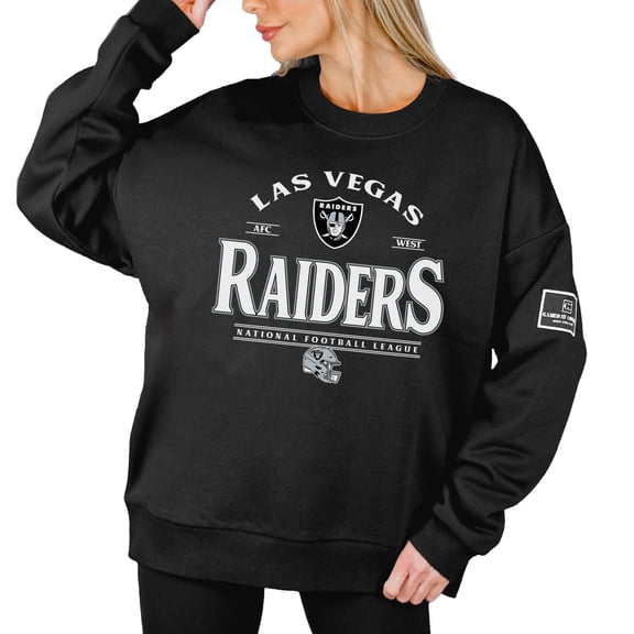 Women's Gameday Couture Black Las Vegas Raiders Oversized Players Only Black Label Pullover Sweatshirt