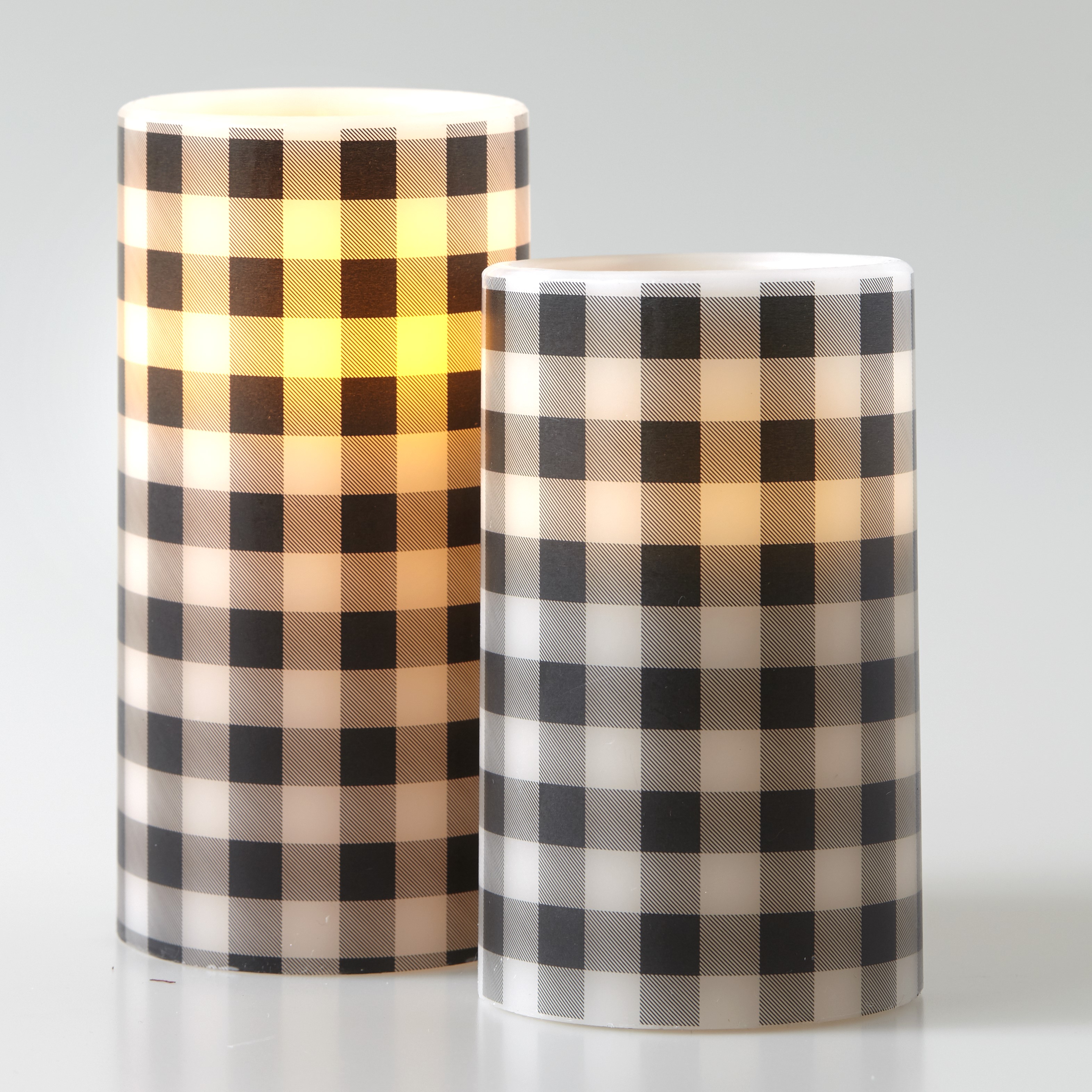 Flameless LED Candles with Country Checker Design Set of 2 Walmart