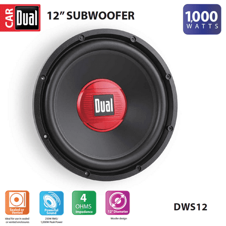 Dual Electronics DWS12 12-inch High Performance Subwoofer with a 2-inch Single Voice Coil and 1,000 Watts of Peak