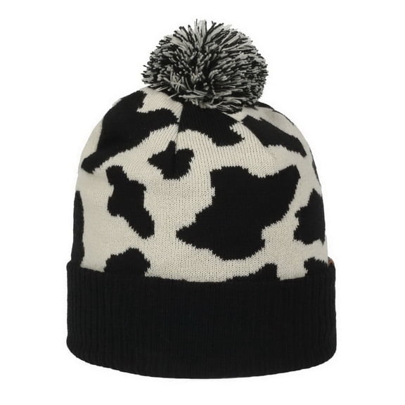 Outdoor Cap KNF-WILD Watch Cap, 3" cuff and a tonal pom to the colorways-Black/Cream