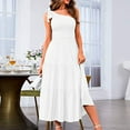 thumbnail image 2 of Prolriy Robes Printemps Été pour Femmes 2025 Robe Maxi Femme Été une Épaule Sans Manches Robe Longue à Volants Ourlet Fluide Robes d'Été pour Femmes, Robes Blanches pour Femmes, 2 of 8