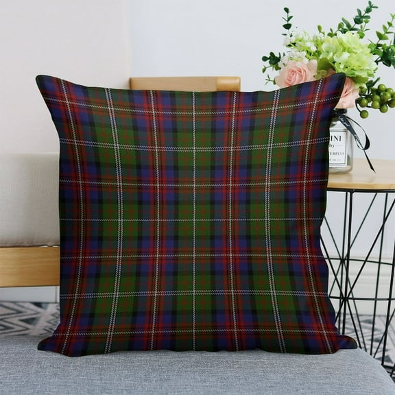 Hargis Clan Tartan Plaid Linen Throw Pillow Covers 18"x18" Decorative Cushion Cases with Hidden Zipper for Sofa, Couch, Bed, Living Room–No Insert Made in USA