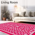 thumbnail image 2 of ODIKA 8'x10' Machine Washable Non-Slip Area Rug, Festive Palmetto Interlocking Lattice with Starburst Highlights High Traffic Rug with Pad, Red, 616274, 2 of 8