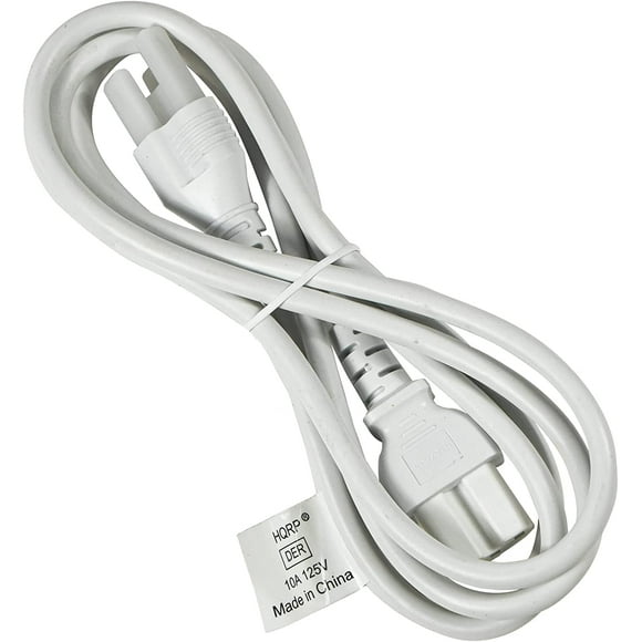 HQRP 6ft Heavy-Duty AC Cord, 10A, 18AWG IEC-C15 to NEMA 5-15P Mains Cable Power IEC-320-C15, White