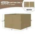 thumbnail image 2 of Aoodor 12' x 12' Gazebo Curtain Set Protecting Privacy Side Walls 4 Panels, Curtain Only - Khaki, 2 of 10