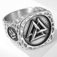thumbnail image 4 of Stainless Steel Retro Vintage Nordic Vikings Valknut Pirate Compass Scandinavian Biker Ring, 4 of 6