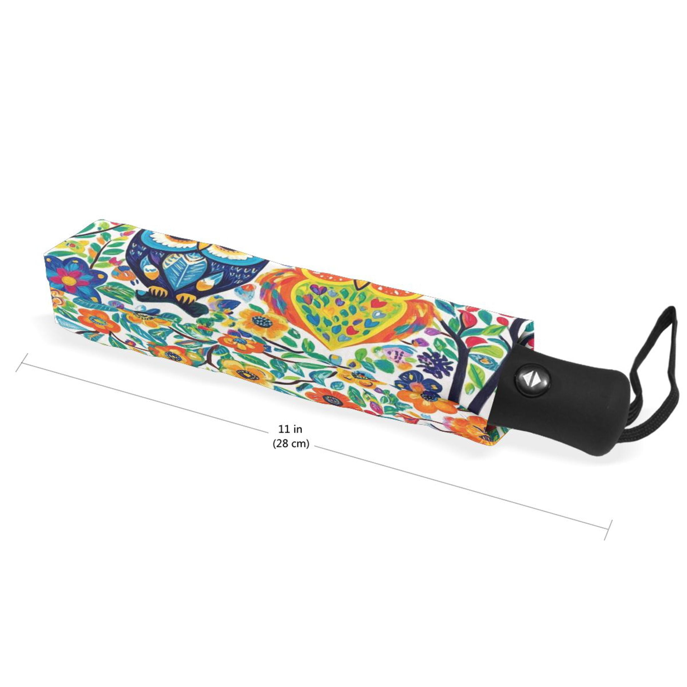 YAZAOO One-Touch Auto Open Close Rain Umbrella With Creative Charming Owls Amongst Nature Pattern