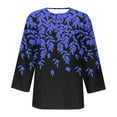thumbnail image 4 of ALLLIST Going Out Tops for Women Floral Blue Notch Neck 3/4 Sleeve Printed Loose T-Shirts Button Women Blouses, 4 of 5