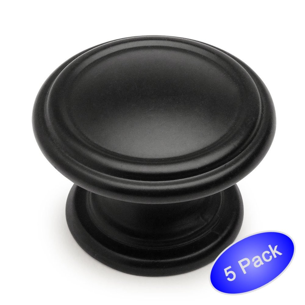 Cosmas 1426FB Flat Black Hardware Round Knob 15/16" Diameter