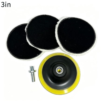 5Pcs Wool Polishing Buffing Pads, Wool Compounding Pad,3" Buffing Wheel with M14 Drill Adapter for Car Fine Polishing or Waxing, Granite Countertops, Furniture, DIY Enthusiasts