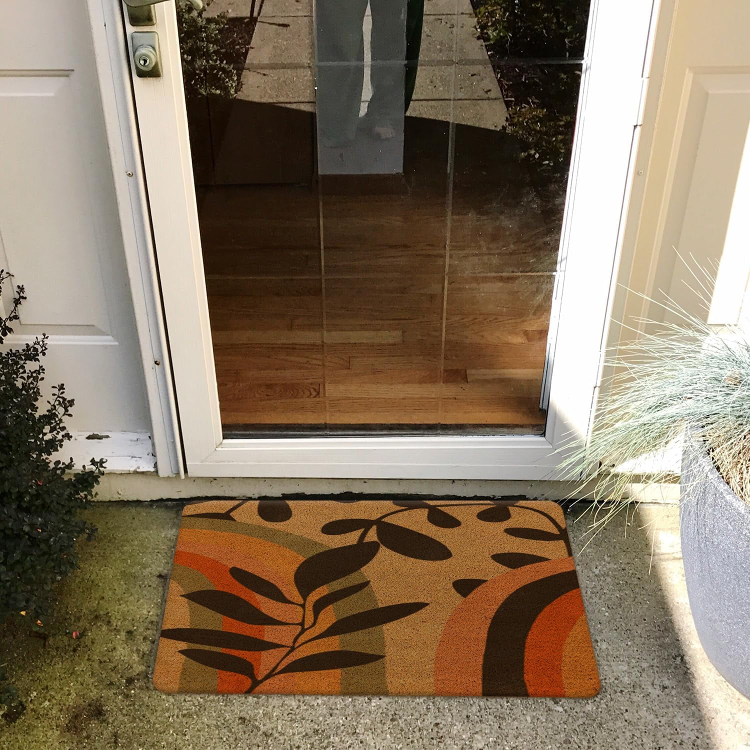 Boho Coir Doormat for Outdoor Entrance, Boho Front Door Mats Outdoor, Boho Welcome Mat, Boho Door Mat Outdoor, Boho Indoor Door Mats for Entryway, 17x30 (Botanical Rainbow)