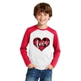 thumbnail image 5 of Kids Long Sleeve Tops Valentines Day Gifts Boys Girls Crewneck Raglan Shirt Love Heart Print Spring Casual Tees (14-15 Years, Red #C), 5 of 6