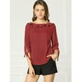 thumbnail image 4 of INSPIRE CHIC Women's Ruffled Neck Half Sleeve Sheer Summer Polka Dots Blouse Tops, 4 of 4