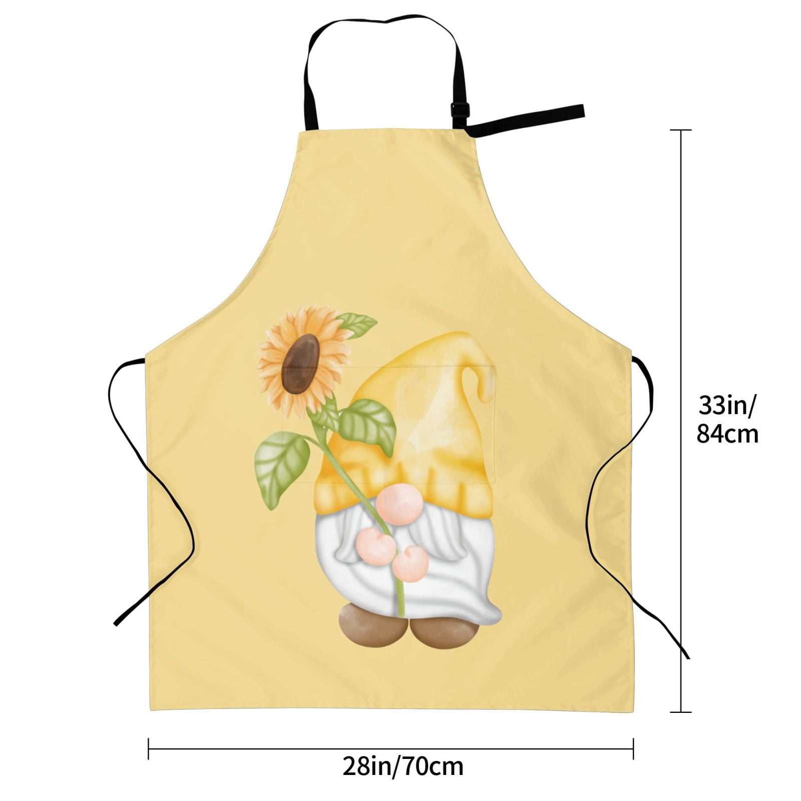 Kdxio Sunflower Gnomes Apron with Pockets Adjustable Kitchen Aprons for Men Women Waterproof Aprons for Cooking,Drawing,Crafting, Baking Household Cleaning