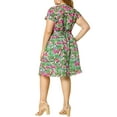 thumbnail image 3 of GRACE & GRANDEUR Women's Plus Size Summer Dress Short Sleeves V-Neck Floral Midi Dresses 3X Olive Green, 3 of 6