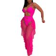 thumbnail image 1 of Women Beach Mesh Ruffles Sheer Wide Leg Pants Bikini Cover Up 4 Colors, 1 of 4