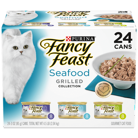 Fancy Feast Gravy Wet Cat Food Variety Pack, Seafood Grilled Collection - (24) 3 oz.