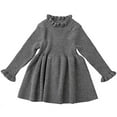 thumbnail image 1 of Gris Bébé Enfant en Bas Âge Petite Fille Pull Rouge Robe Solide à Manches Longues Pull Pull d'Hiver Robes 18-24 Mois, 1 of 2