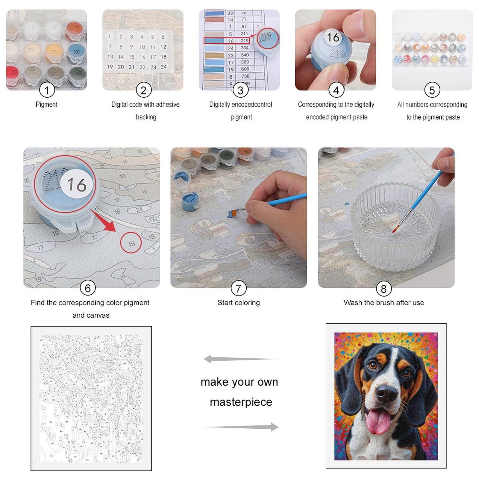 Paint By Numbers Kit for Adults Beginner - DIY Dog Colorful Art Licking Tongue Canvas Painting Kits for Adults, Frameless Paint By Number for Adults for Home Wall Decor 16x20 Inch