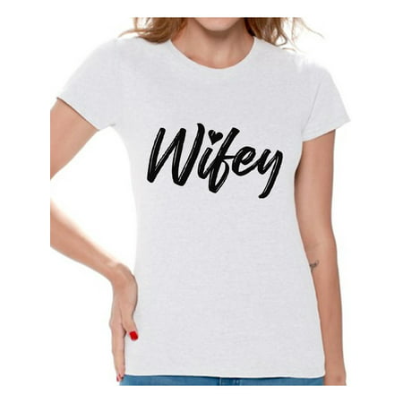 Awkward Styles Wifey Shirt for Women Wife Shirts Wifey T Shirt Valentine's Day Gifts for Her Valentines Shirt Best Wife Gifts Honeymoon Shirt Couple Shirts for Her Married Couple Tshirts Valentine