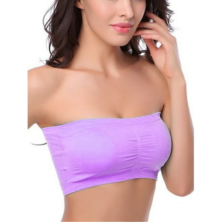 

Women s Padded Bandeau Bra Strapless Basic Layer Tube Top Plus Size 1-3 Packs