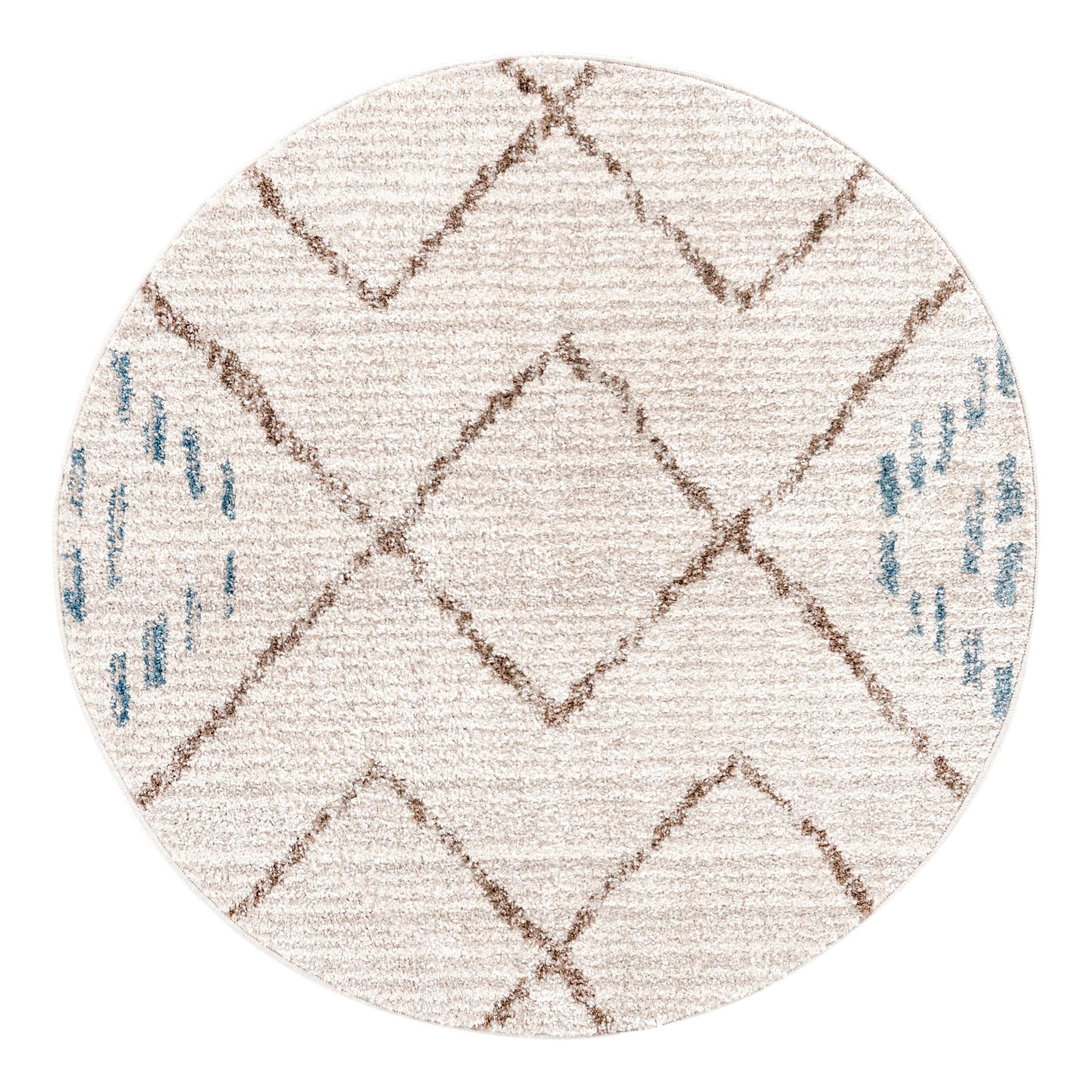 Unique Loom Aramis Collection Area Rug - Kavi (3' 3" Round Ivory/Beige)