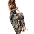 thumbnail image 3 of Qiylii Women Sleeveless Dress, Backless Leaf Print V-neck Long Dress,S-XXL, 3 of 9