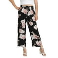 thumbnail image 2 of Women's Plus Size Wide Leg Pants Palazzo Floral Print Casual Shirred Elastic Waist Pants, 2 of 7