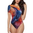 thumbnail image 1 of Balery Vibrant Hummingbird Watercolor Art Body de cuello redondo de manga corta para mujer Tops de manga corta Tops básicos-Small, 1 of 7