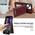 thumbnail image 4 of Feishell Wallet Case for iPhone 13, [RFID Blocking] Credit Card Holder Back Magnetic Buckle Luxury Premium PU Leather Purse Flip Kickstand Shockproof Cover For iPhone 13, Winered, 4 of 8